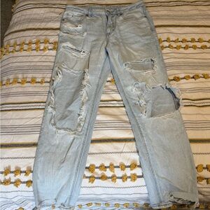 American Eagle Outfitters Light Blue Distressed Boyfriend Jeans
